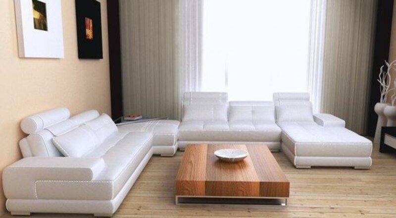 Wohnlandschaft Sofa Couch Polster Ecksofa Weiß Garnitur U Form Eck Neu