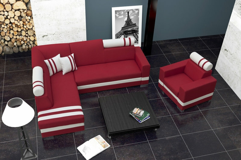 Sofa Schlafsofa Designer Sofa mit Bettfunktion + Bettkasten Ecksofa Rot Couch Sofa Schlafsofa Designer Sofa mit Bettfunktion + Bettkasten Ecksofa Rot Couch