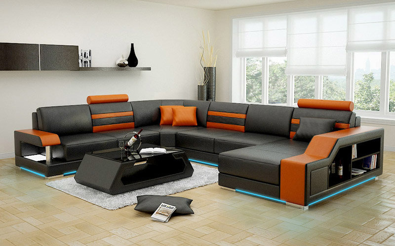 Ledersofa Couch Wohnlandschaft Ecksofa Eck Garnitur Modern Design Dekor Neu Ledersofa Couch Wohnlandschaft Ecksofa Eck Garnitur Modern Design Dekor Neu