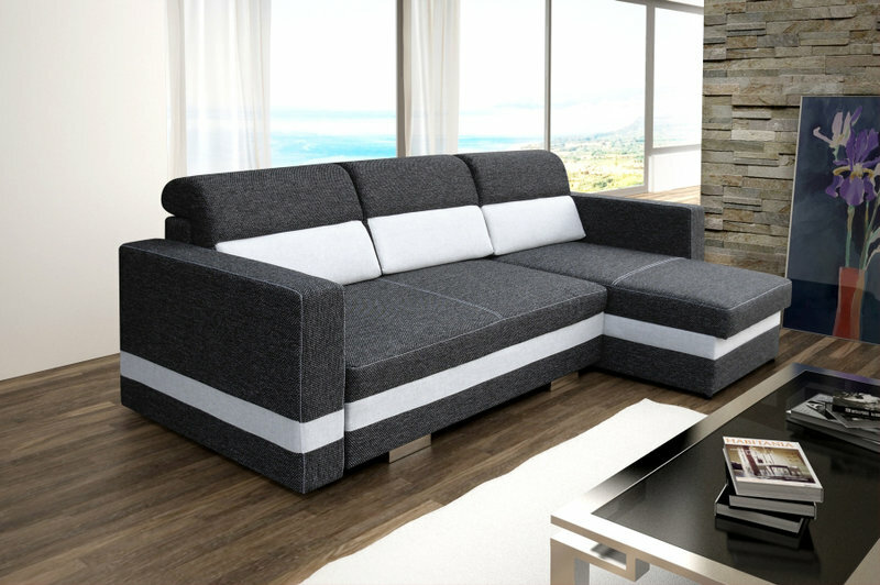 Sofa Schlafsofa Designer Grau Sofa mit Bettfunktion + Bettkasten Ecksofa Weià Sofa Schlafsofa Designer Grau Sofa mit Bettfunktion + Bettkasten Ecksofa WeiÃ