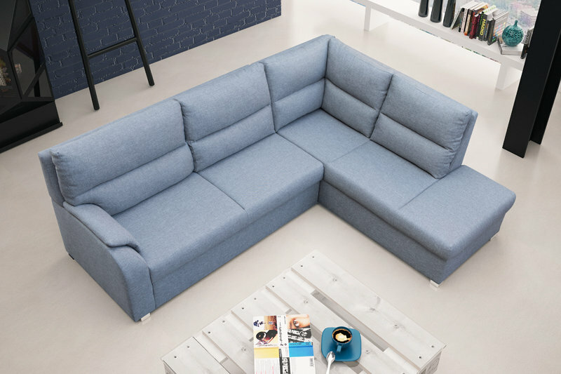 Sofa Schlafsofa Designer Sofa mit Bettfunktion + Bettkasten Hellblau Ecksofa Sofa Schlafsofa Designer Sofa mit Bettfunktion + Bettkasten Hellblau Ecksofa