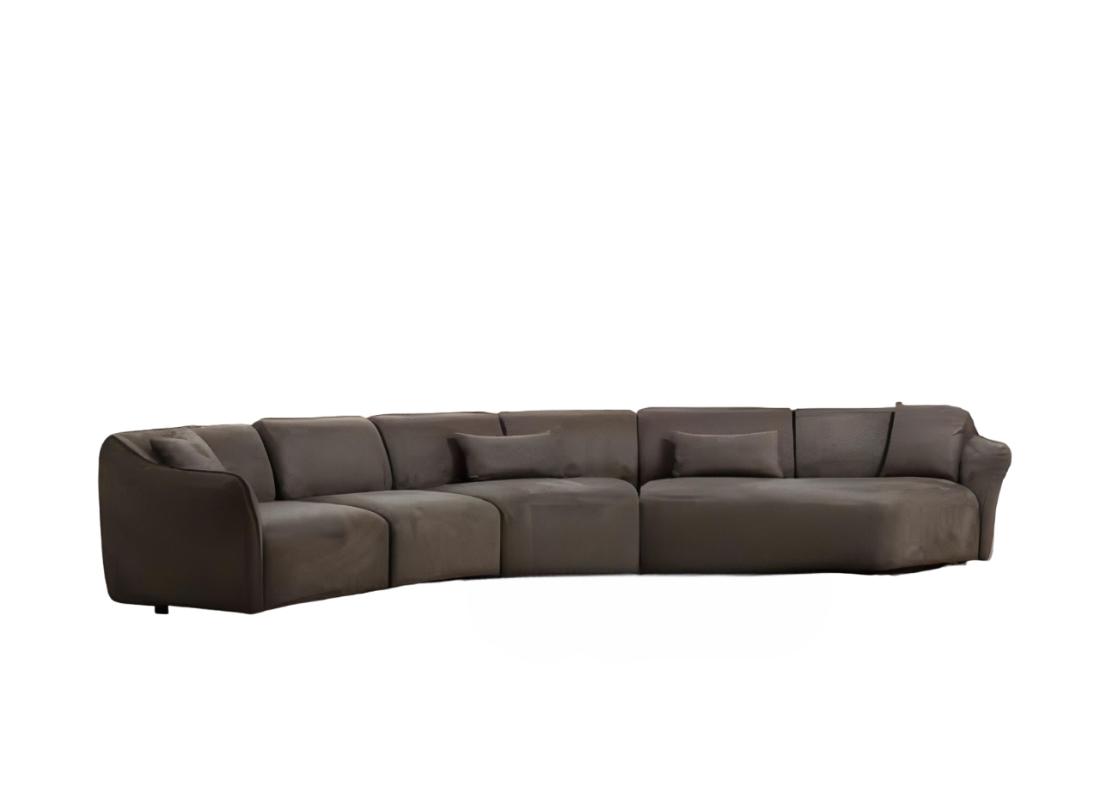 Grauer 6-Sitzer Wohnzimmer Couch LuxuriÃ¶se Sofas Designer Textil Couchen