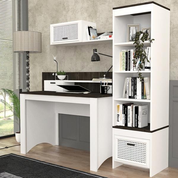 Jugendzimmer Set Schreibtisch + Wandregal + BÃ¼cherregal KindermÃ¶bel WeiÃe 3tlg