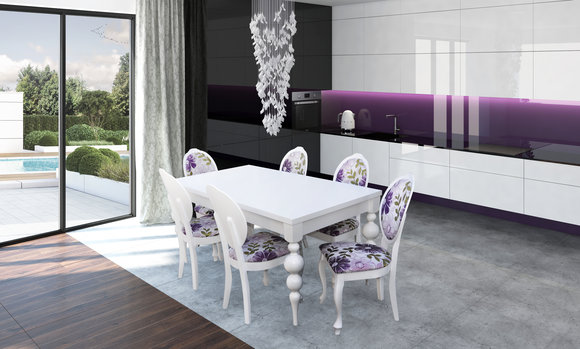Designer Tisch mit 6 StÃ¼hlen Stuhl Set Holz Tische Esszimmer Garnitur