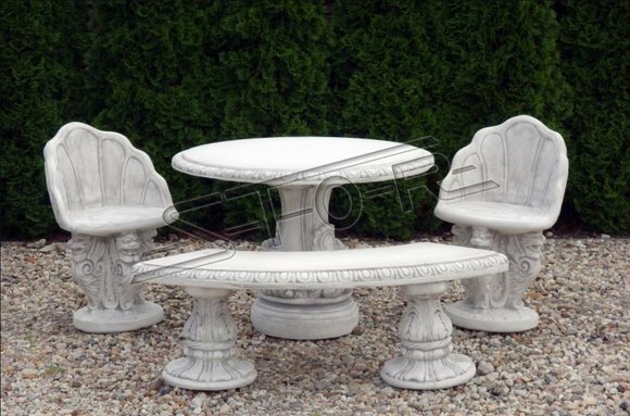 Stein Bank Runde BÃ¤nke Garten Terrasen MÃ¶bel 135cm Statue