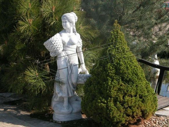 Antik Stil Figur Frau mit Korb Garten Designer Figuren Skulptur