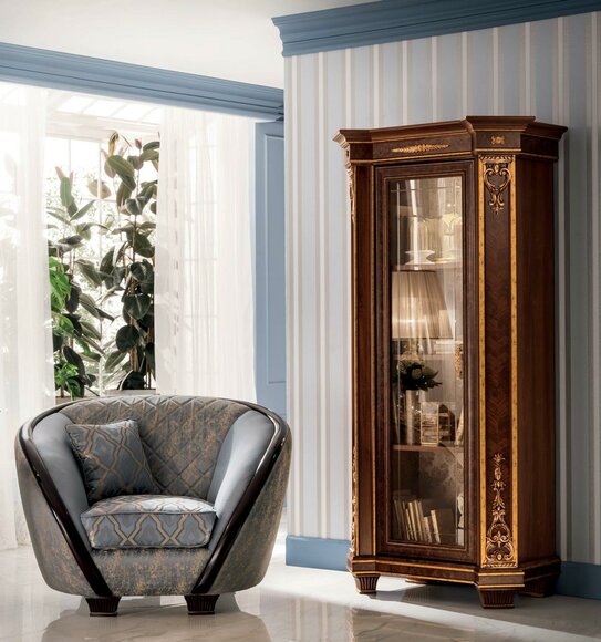 Vitrine Glasschrank Schrank Wand BÃ¼cher Vitrinen Holz Rustikal Barock
