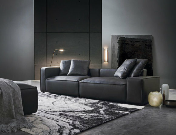 Dreisitzer Couch Polster Design Sofa 3er Sitz Sofas Zimmer MÃ¶bel Schwarz