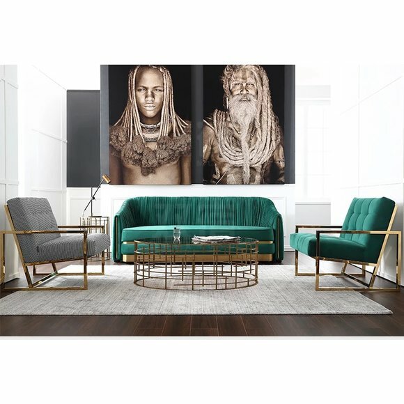 Chesterfield Metall Couch Polster Sitz Garnitur Sofa 3+1 Leder Wohnzimmer Samt