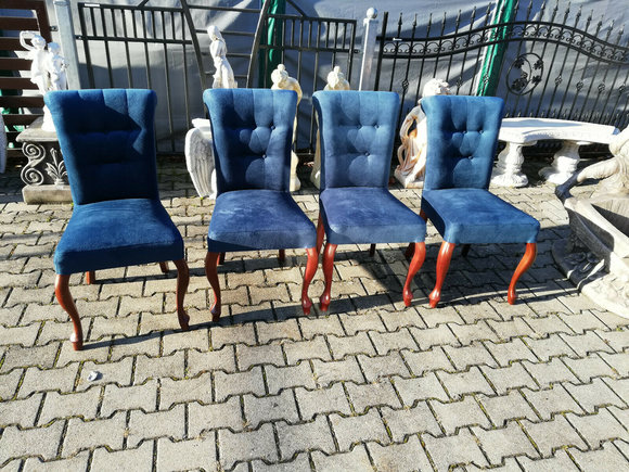 Esszimmer 4x Stuhl Set StÃ¼hle Garnitur Polster Lehn Wohnzimmer Holz SAMT NEU
