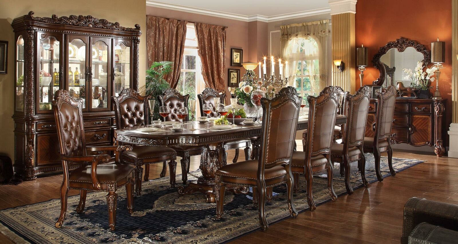 Esszimmer Garnitur 9tlg. Set Barock Rokoko Tisch 8x StÃ¼hle Stuhl Holz