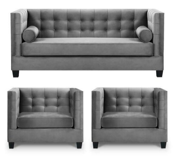 Sofagarnitur Schlafsofa Grau Sessel Kreative MÃ¶bel Textil Stoff Wohnzimmer Neu