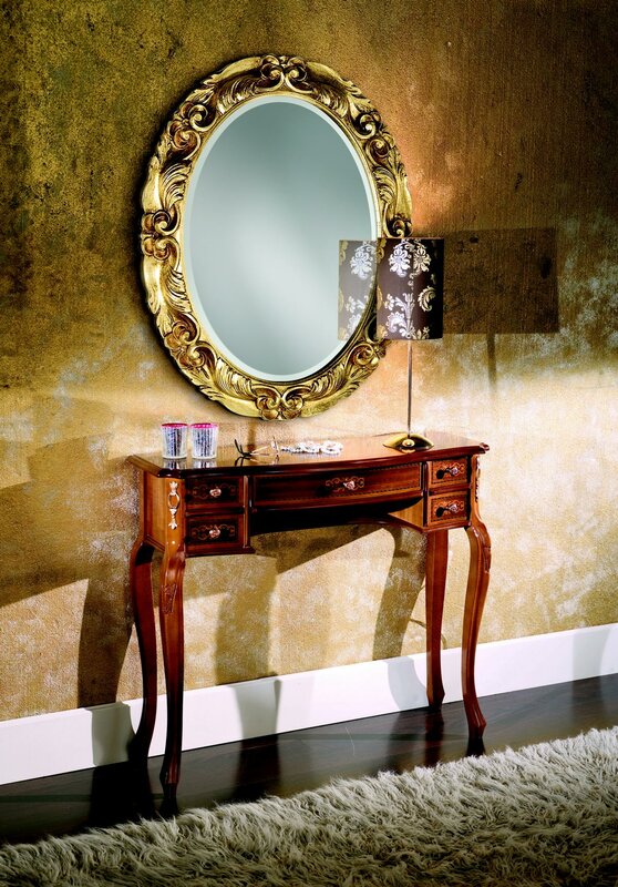 Italienische MÃ¶bel 2tlg Garnitur Sekretaer mit Spiege Holz Echtholz Barock Stil