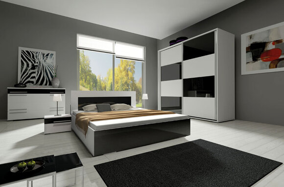 Design Schlafzimmer Garnituren Komplett Schrank Bett Kommode Nachttisch Modern