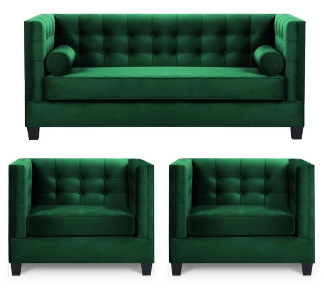Sofagarnitur Couch Samt Polster couchen komplett set garnituren wohnzimmer grÃ¼n