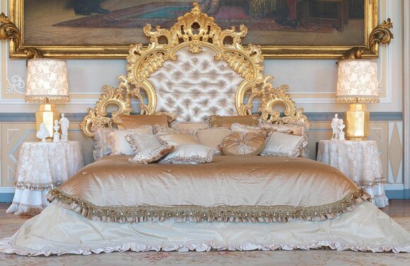 Chesterfield Bett Italienische MÃ¶bel Einrichtung Barock Rokoko Gold Leder Betten