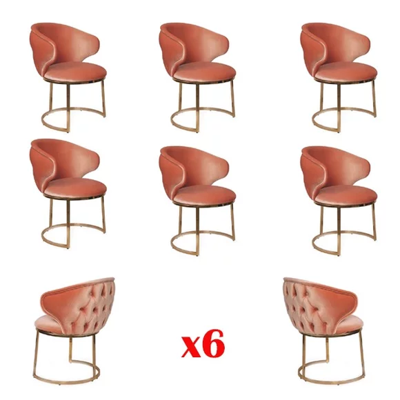 Esszimmergarnitur 6x StÃ¼hle Stoff Luxus Sessel Rosa Wohnzimmer MÃ¶bel