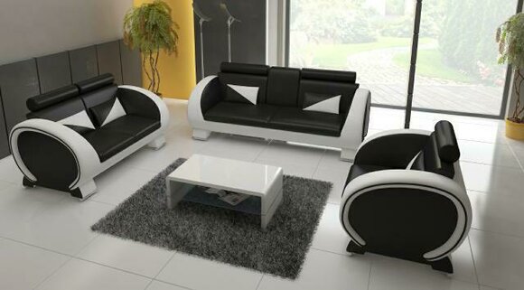 Ledersofa + USB Sofa mit Barfunktion Designer Garnitur Sofa 3 Sitzer Relaxcouch