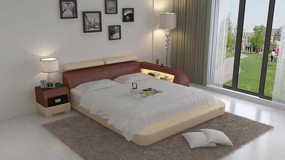 Bett mit USB Polsterbett Luxusbett Doppelbett Ehebett Betten 140/160/180 LB8801