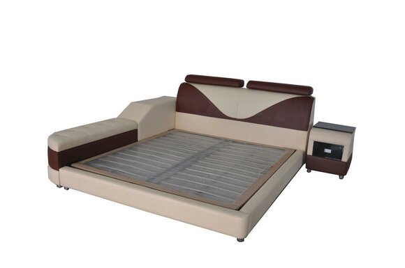 Luxus Leder Design Polster Betten mit USB Modernes Beleuchtet Ehebett designer