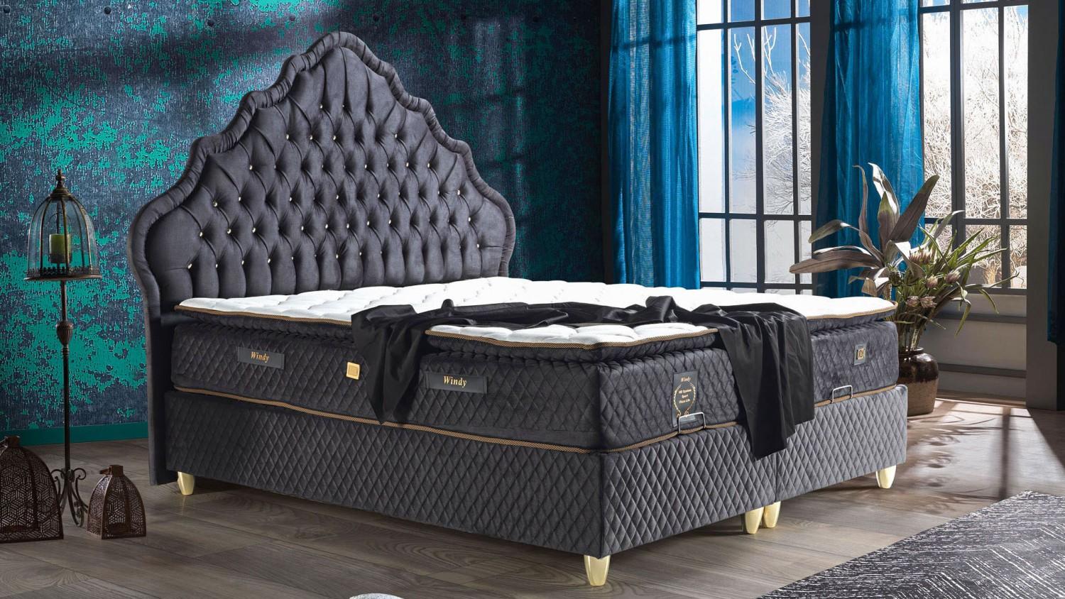 Bett Design Betten Luxus Schwarz Polster Schlafzimmer MÃ¶bel Chesterfield