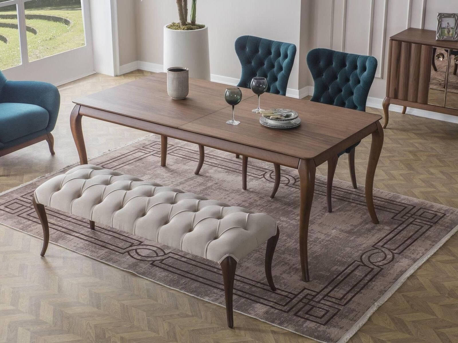 Chesterfield Esszimmer Bank und 4x PolsterstÃ¼hle Esszimmer Esstisch