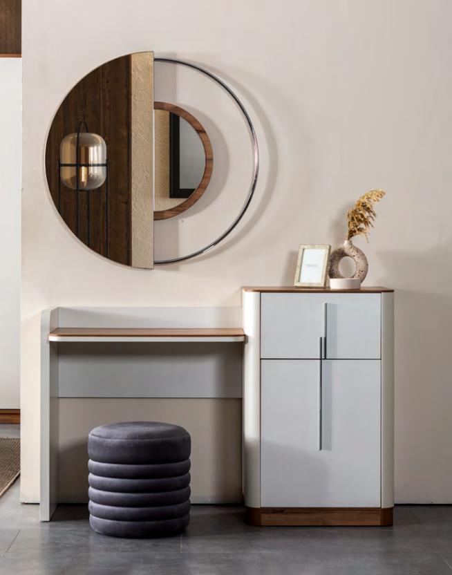 Modern WeiÃ Design Schminktisch mit Spiegel Luxus Schlafzimmer MÃ¶bel 2tlg Neu