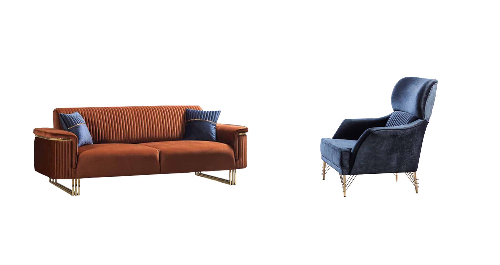LuxuriÃ¶se Wohnzimmer MÃ¶bel Designer Braunes Sofa Exklusiver Sessel 2tlg