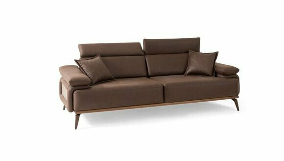 Braunes Ledersofa Designer 3-er Polstercouch Moderne Wohnzimmer MÃ¶bel