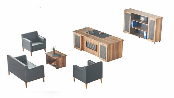 LuxuriÃ¶se BÃ¼ro Garnitur Robuste Arbeitszimmer MÃ¶bel Tisch Sideboard 6tlg