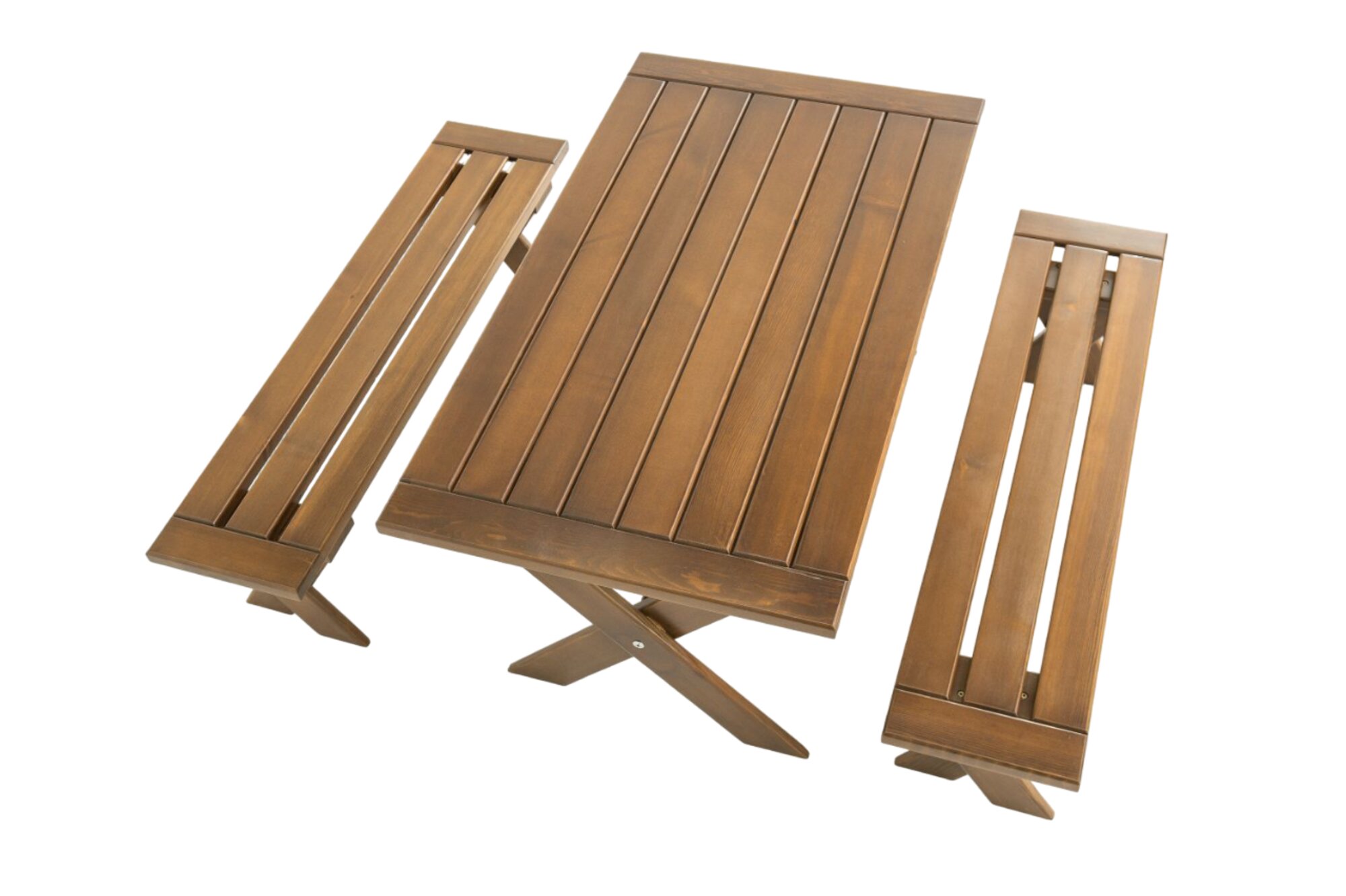 Robuste Garten Holz Garnitur Edler Esstisch GartenmÃ¶bel 2x SitzbÃ¤nke