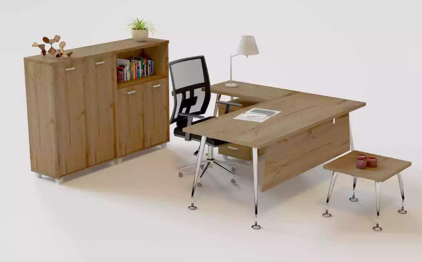 Holz BÃ¼ro Set Eckschreibtisch Kommode 2x Aktenschrank Couchtisch 4tlg Set