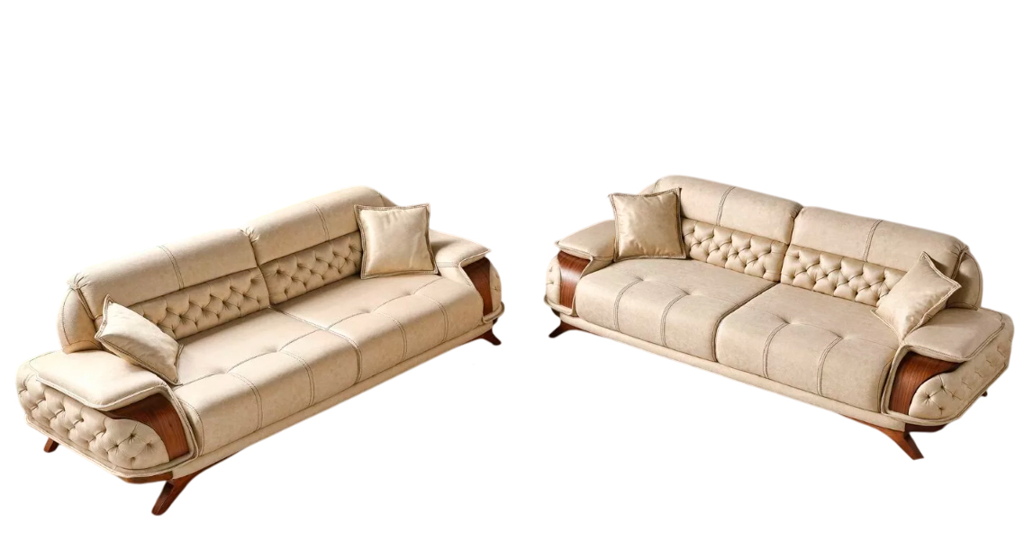 Stilvolles Modernes Sofa Set 3+3 â Beige Design fÃ¼r Wohnzimmer Sofort