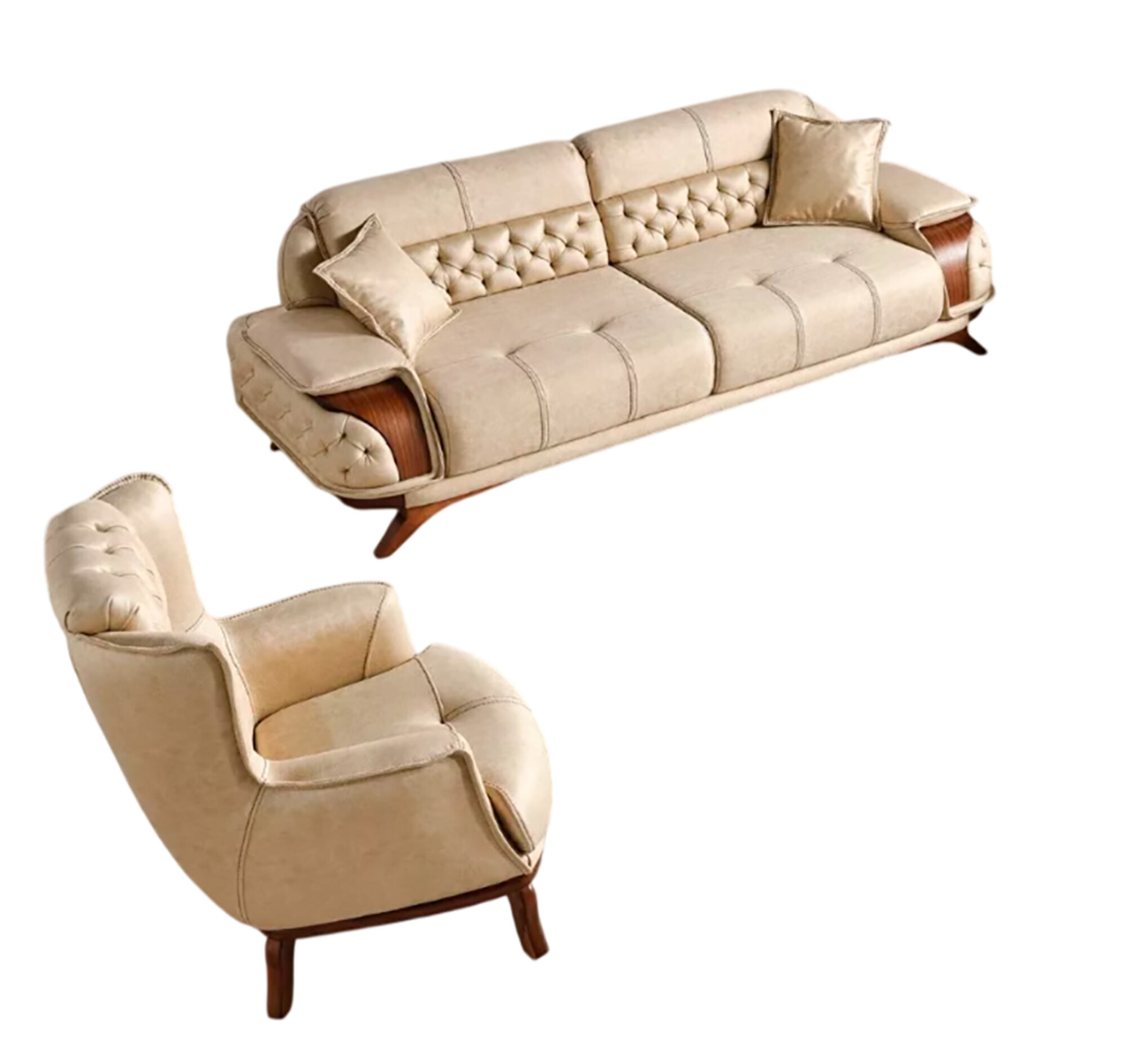 Stilvolles Modernes Sofa Set 3+1 â Beige Design fÃ¼r Wohnzimmer Sofort