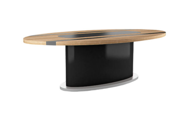 Oval Besprechungstisch Arbeitszimmer Chef Exclusive BÃ¼ro CEO Helles Holz Modern