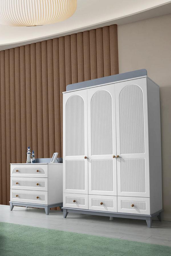 Modern Komplett Jugendzimmer Kinderzimmer Set Kleiderschrank Kommode 2tlg Neu