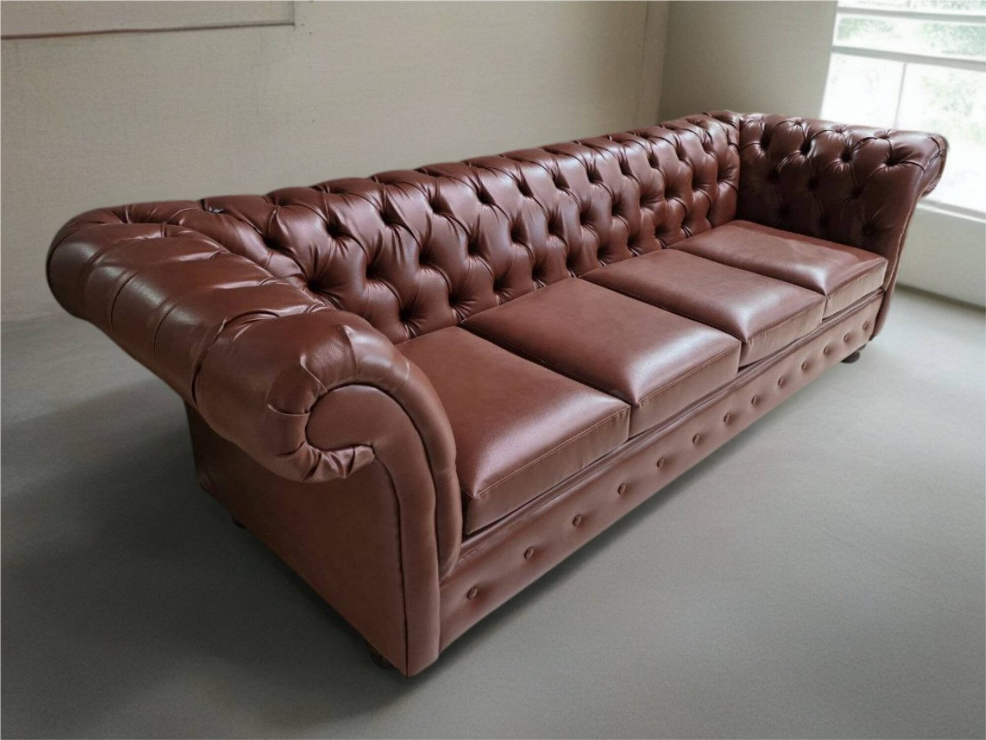 4-Sitzer-Sofa aus Kunstleder fÃ¼r das Wohnzimmer in Braun Sofort