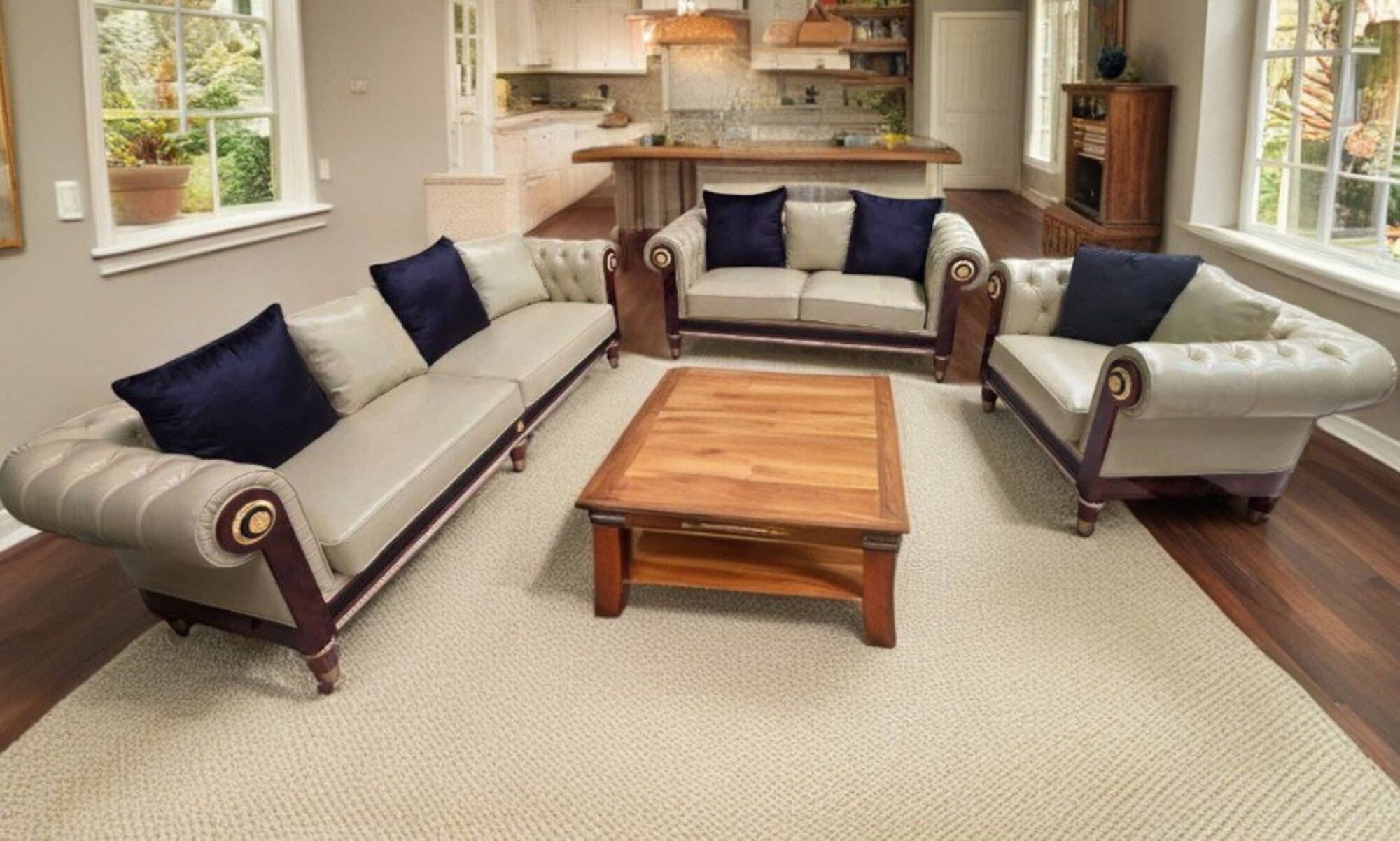 Beige-braune Sofagarnitur 3+2+1 Sofas PolstermÃ¶bel 3-teiliges Set Sofort