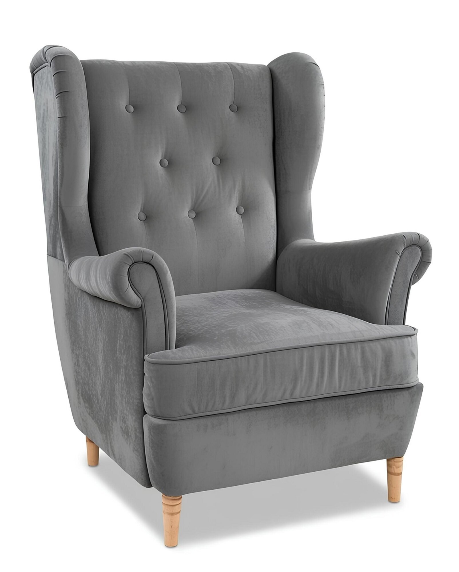 Lounge Ohren Sessel Grau Polster Club MÃ¶bel Fernseh Sofa Stuhl Samt Sofort