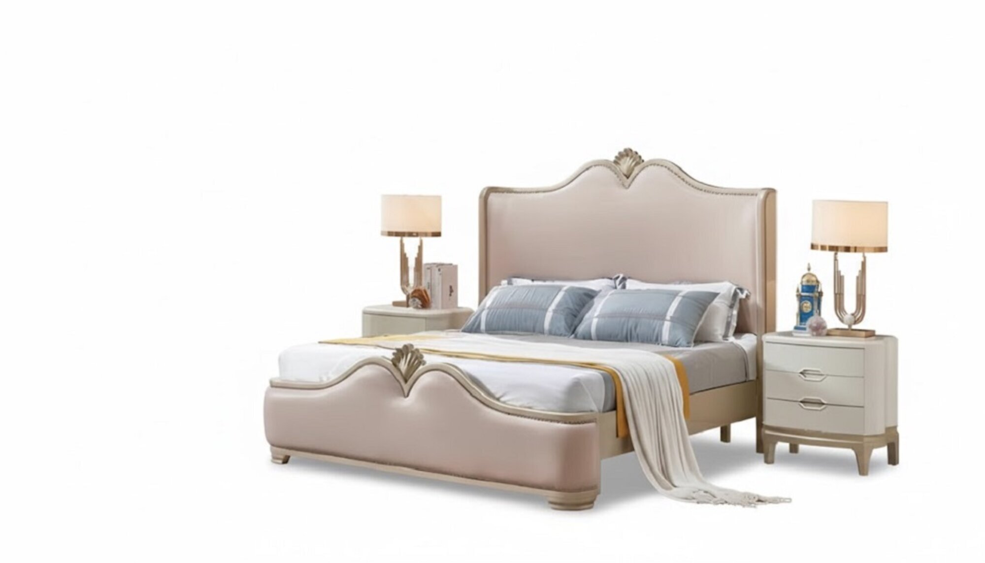 Barock Schlafzimmer Set Bett 180x200cm Nachttische 2x Holz MÃ¶bel Neu Sofort