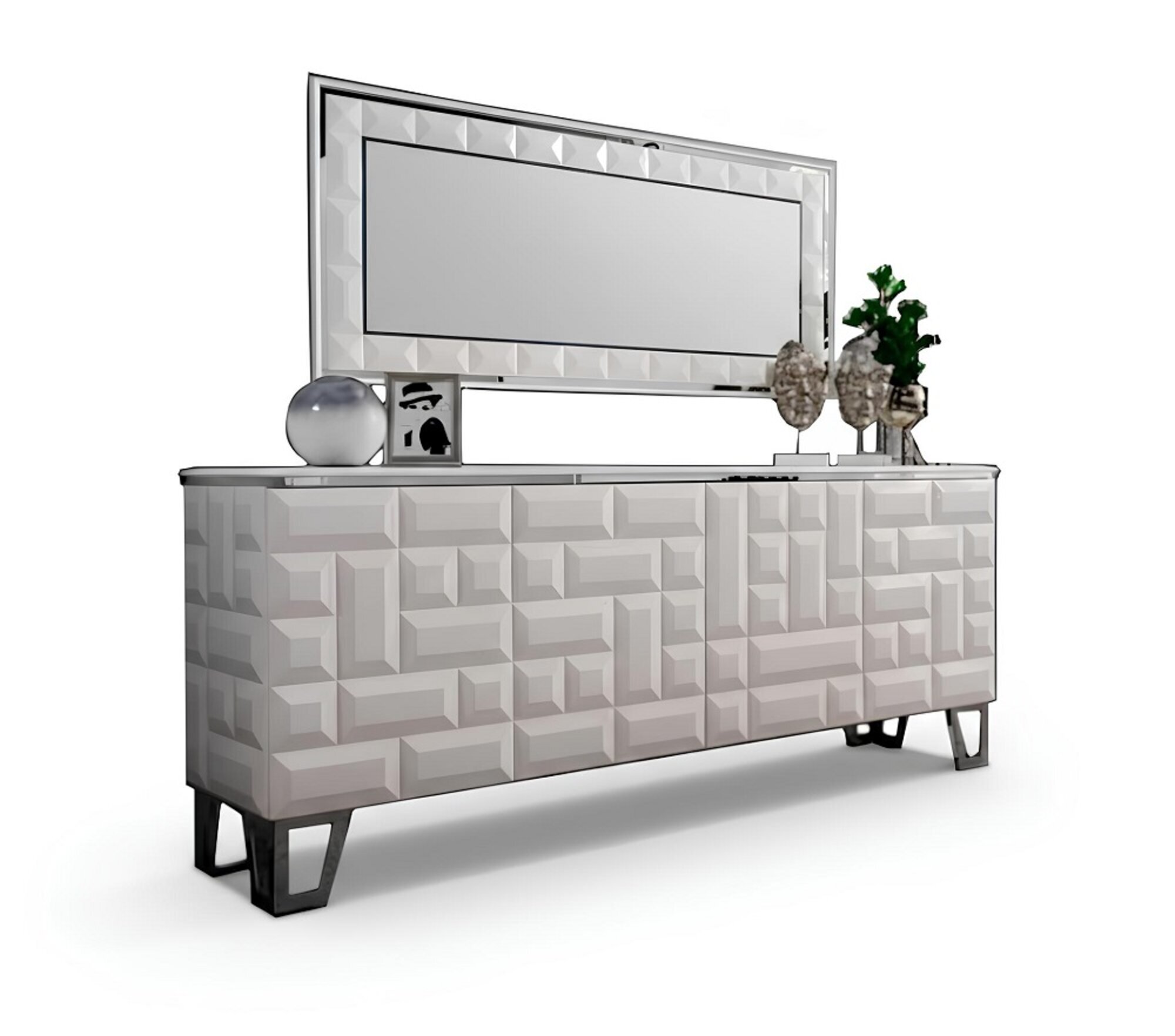 WeiÃe Luxus Kommode Designer Rechteckiger Spiegel Modernes Sideboard Sofort
