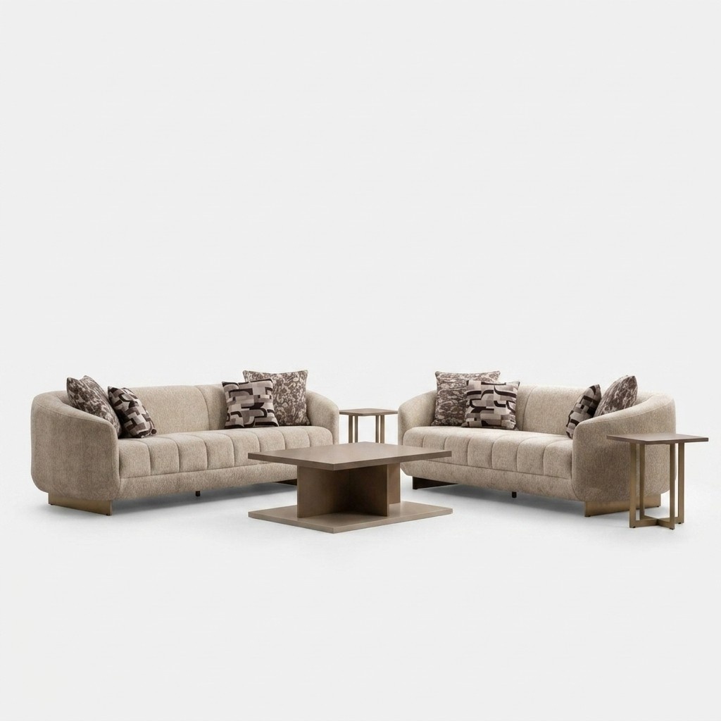 2x 3-Sitzer, Couchtisch & Beistelltische â stilvolles Set fÃ¼rs Wohnzimmer
