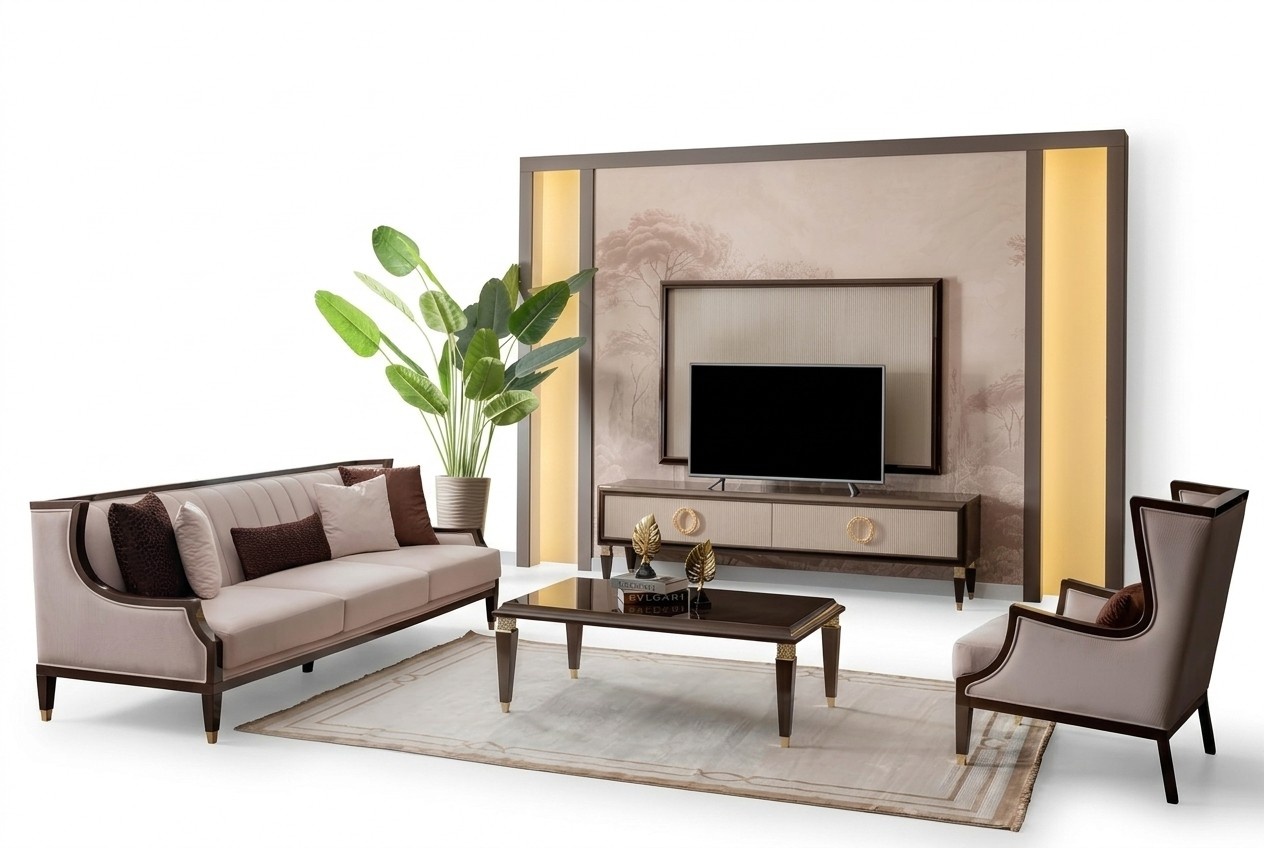3+1 Sitzer, Couchtisch & TV-Board â komplettes Wohnzimmer Set