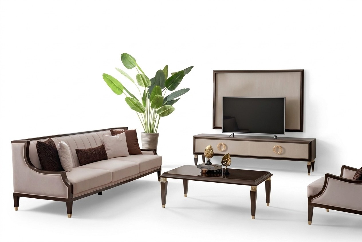 3-Sitzer, Couchtisch & TV-Board â gemÃ¼tliches Wohnzimmer Set