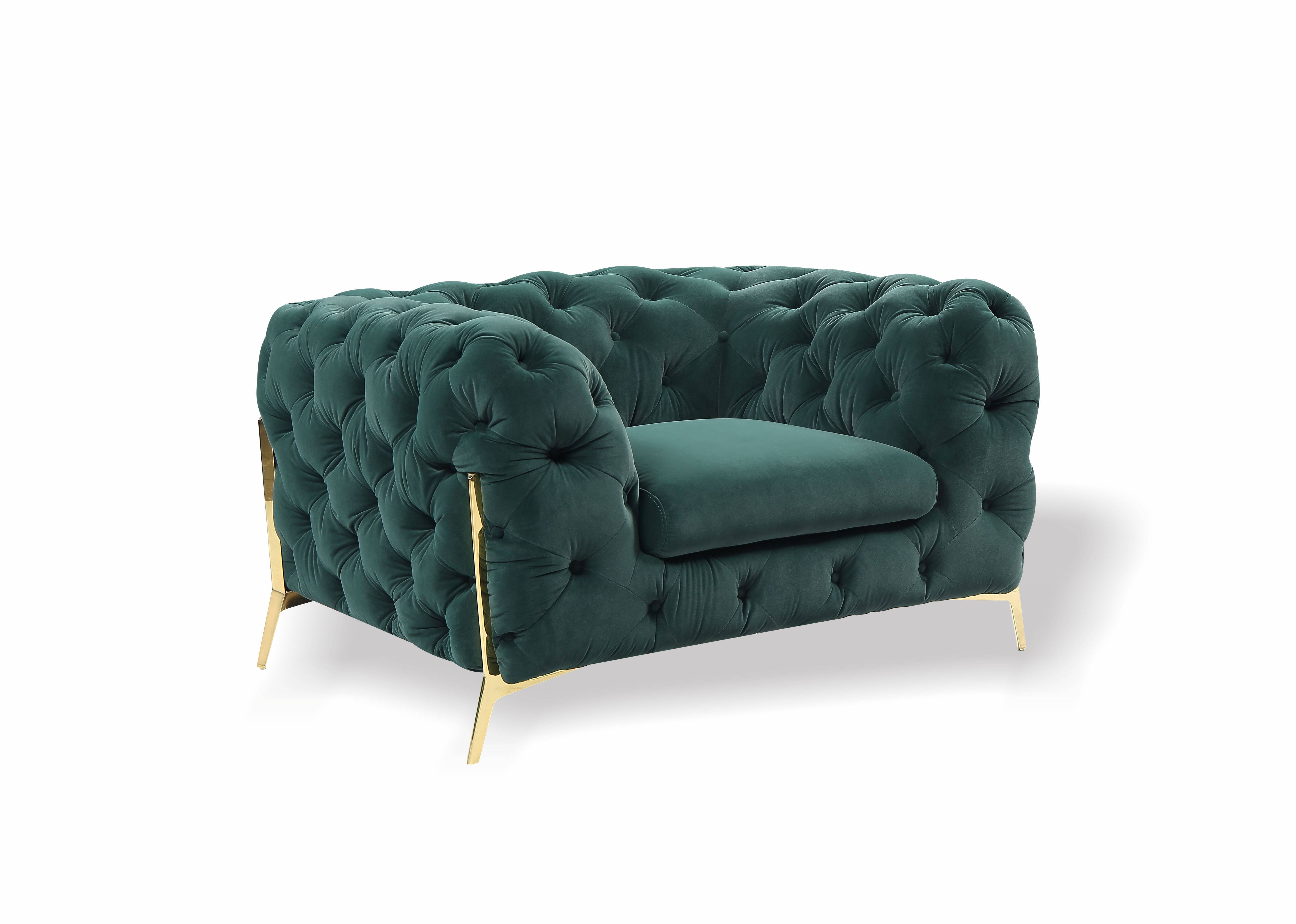 Chesterfield Sessel 1 Sitzer Couch Polster Sofas Couchen Garnitur in Samt Neu