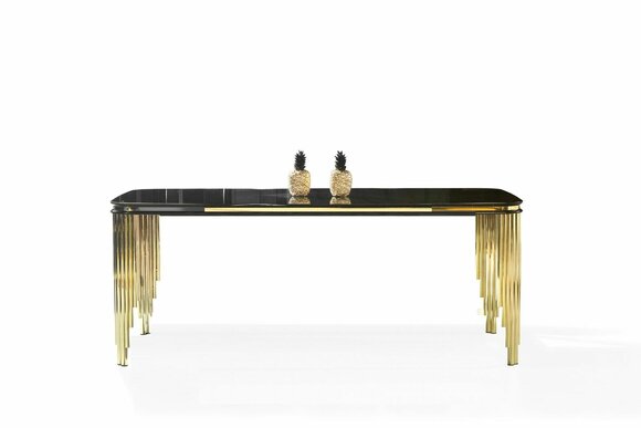 EsszimmermÃ¶bel Esstisch Edelstahltisch Goldene HolzmÃ¶bel Schwarz Modern