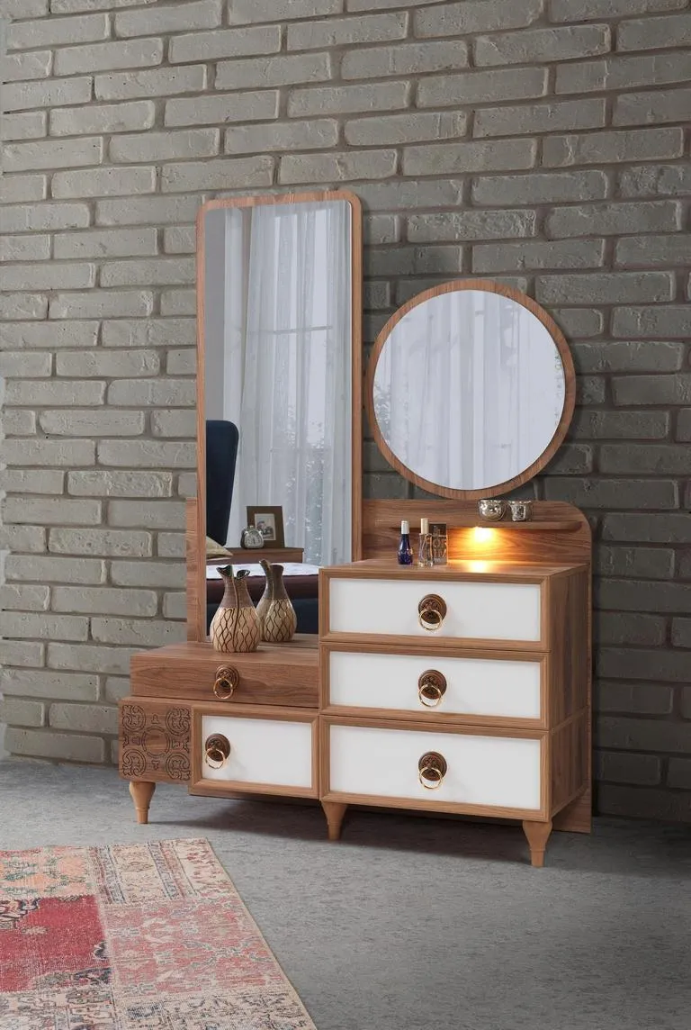 Schlafzimmer Kommode mit Spiegel Holz MÃ¶bel Luxus MÃ¶bel 2tlg Garnitur