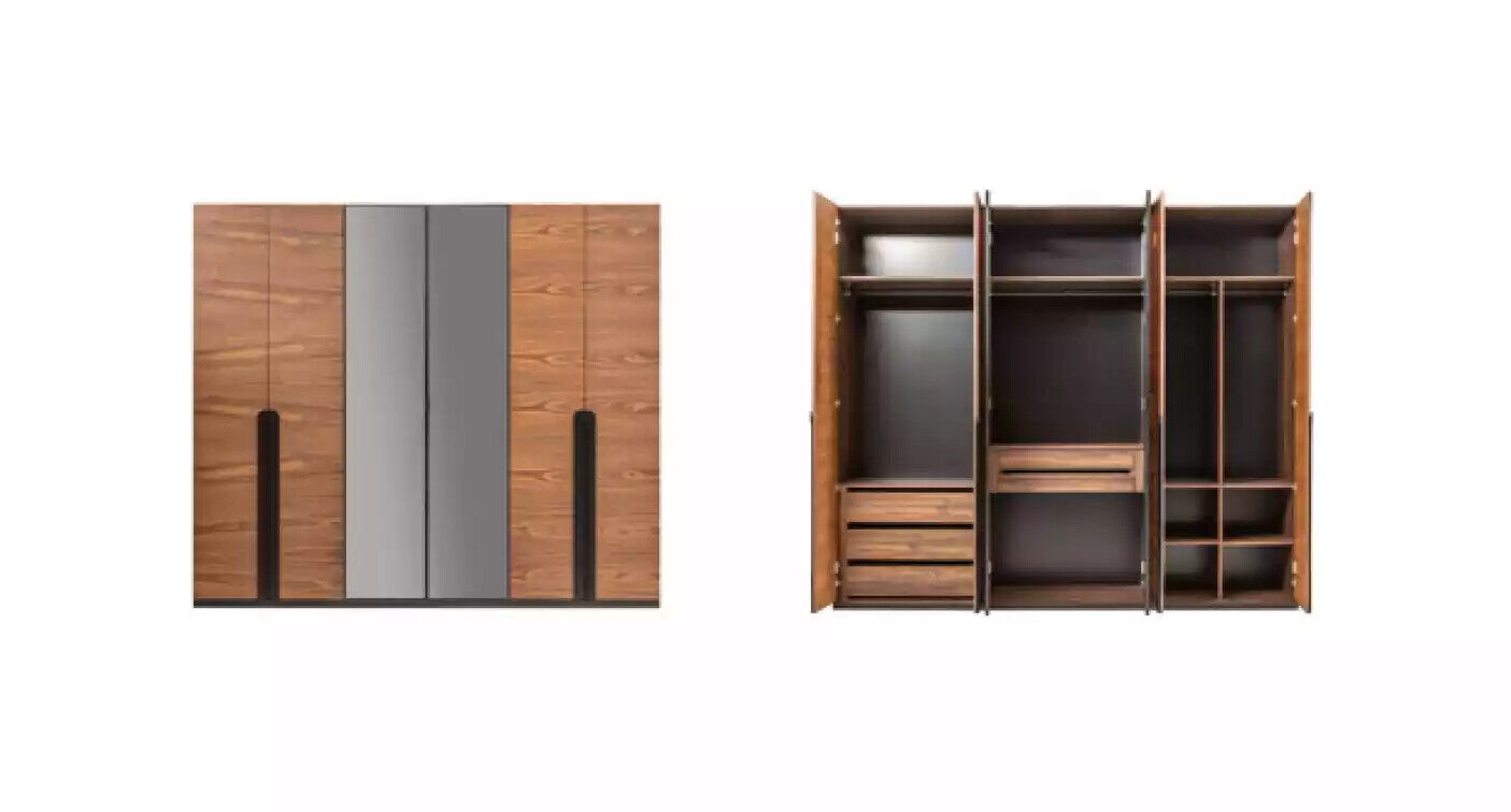 Kleiderschrank Braun Holz MÃ¶bel Design Luxus Schlafzimmer Garderobenschrank