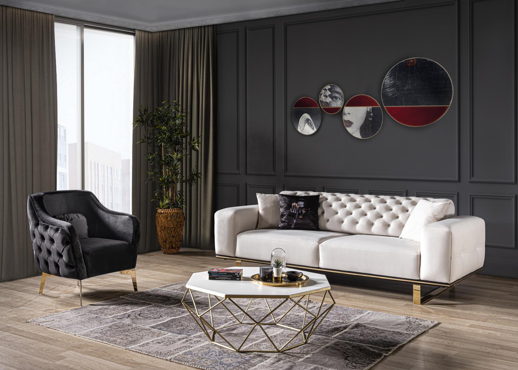 Sofagarnitur Sofa 31 Sitzer Sessel MÃ¶bel Luxus Design neu weiÃe Farbe