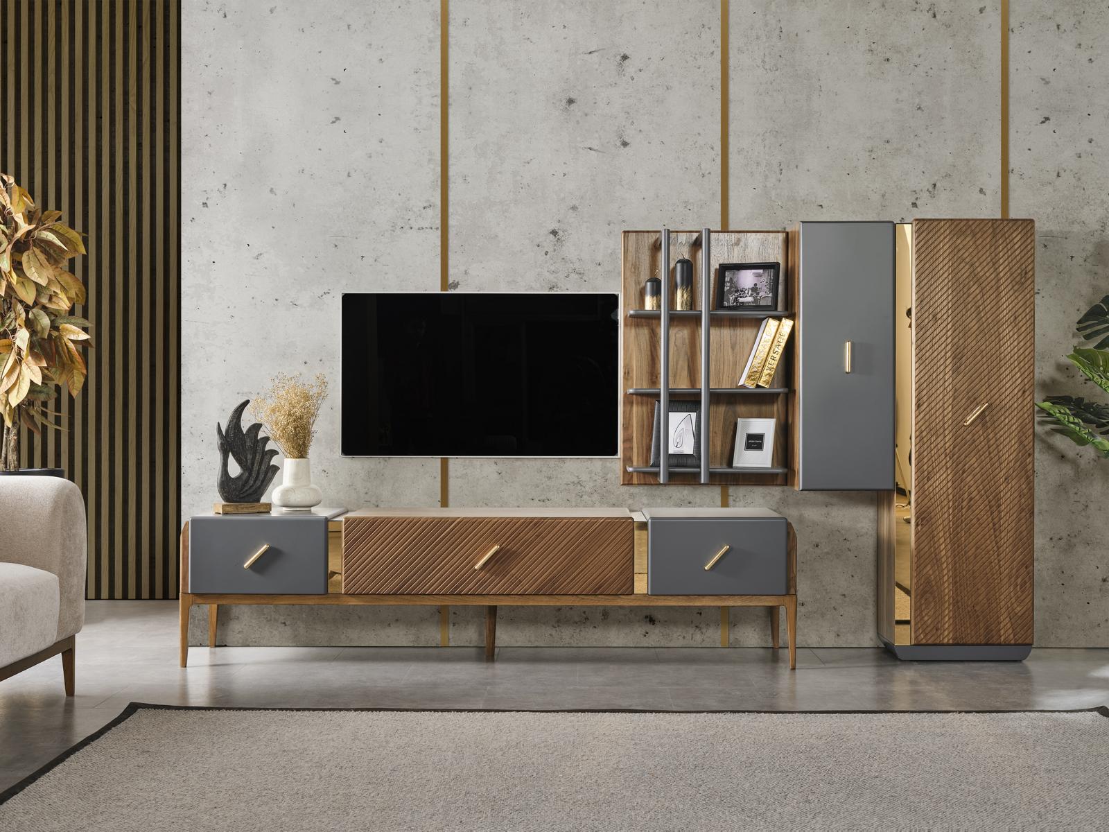 Wohnwand TV-StÃ¤nder BÃ¼cherregal Hangeschrank Schrank Moderne